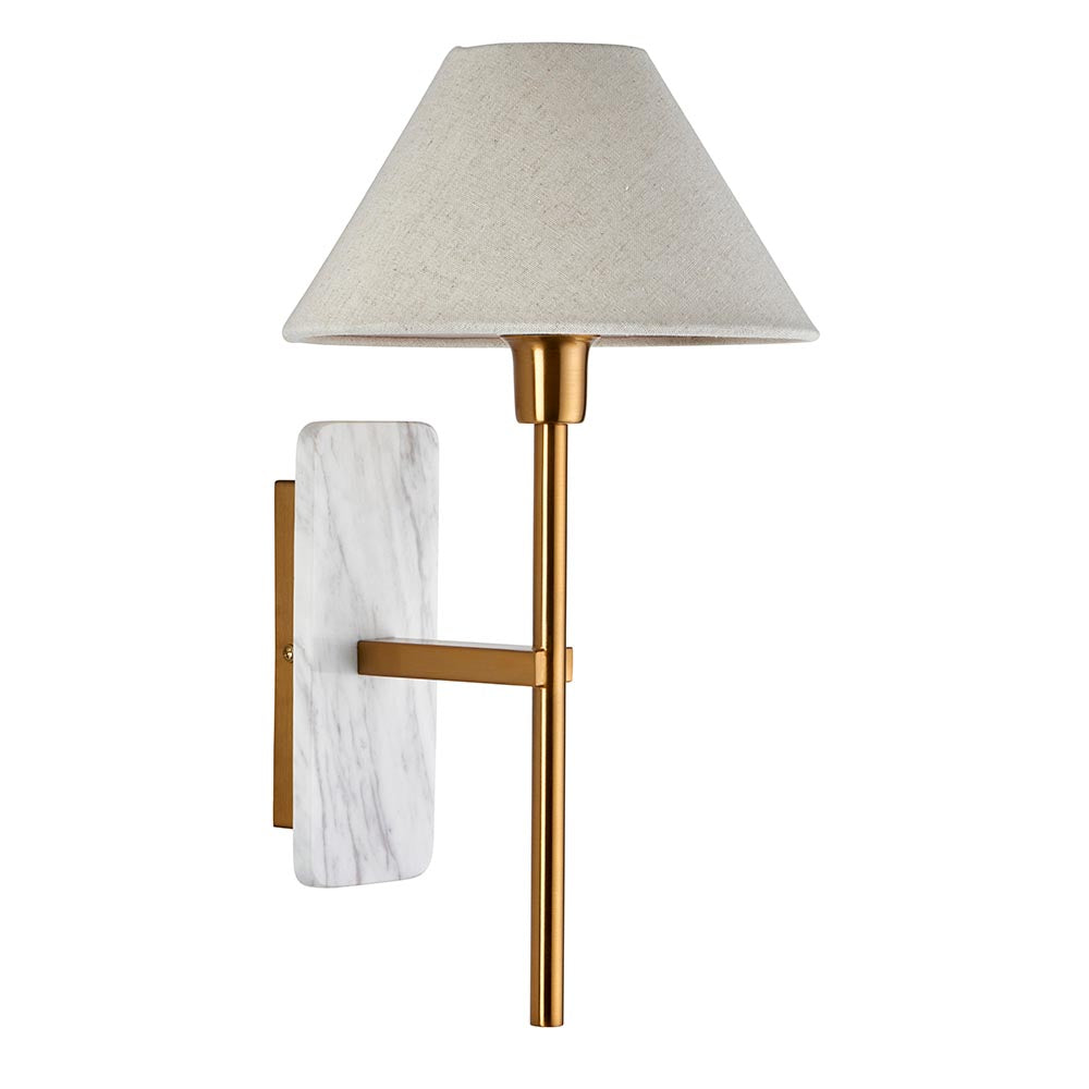 Faro Wall White volakas marble & vintage brass with natural linen