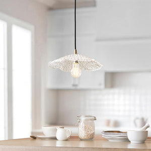 Eltham & Orchid Pendant Clear glass & brushed aged brass with black braided cable