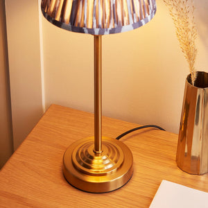 Rise & Ikat 16cm Table Vintage brass finish & pearl grey fabric