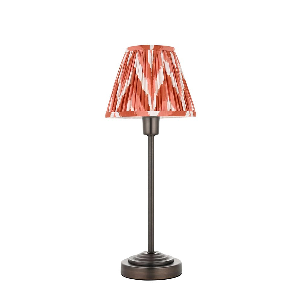 Rise & Zigzag 16cm Table Antique bronze plate & apricot orange fabric
