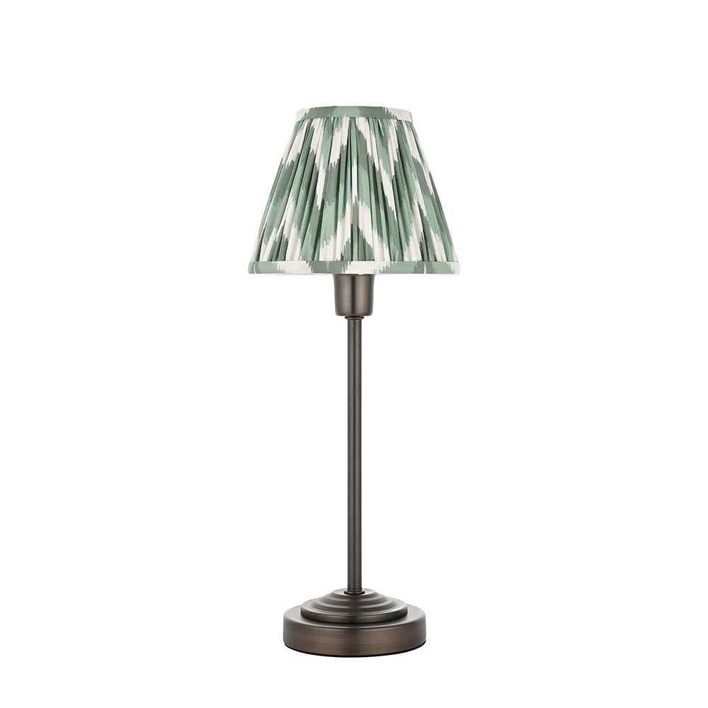 Rise & Zigzag 16cm Table Antique bronze plate & cotswold green fabric
