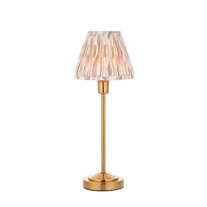 Rise Table Lamp with Ikat 16cm neutral print fabric lampshade