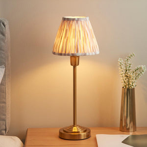 Rise Table Lamp with Ikat 16cm neutral print fabric lampshade