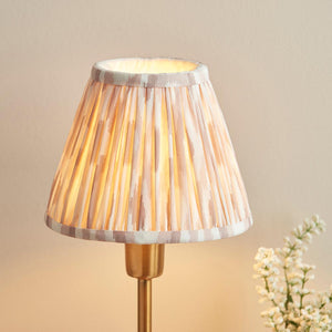 Rise Table Lamp with Ikat 16cm neutral print fabric lampshade