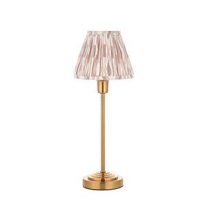 Rise Table Lamp with Ikat 16cm neutral print fabric lampshade