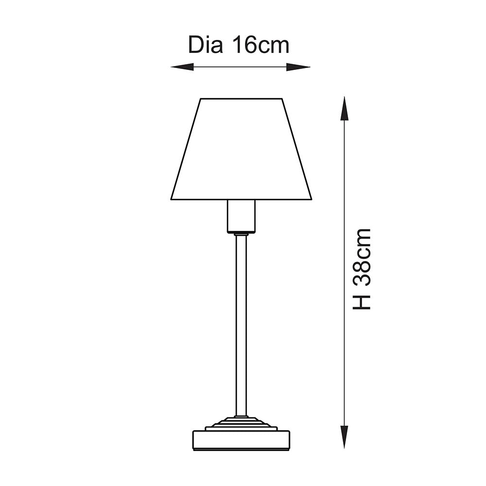 Rise Table Lamp with Ikat 16cm neutral print fabric lampshade