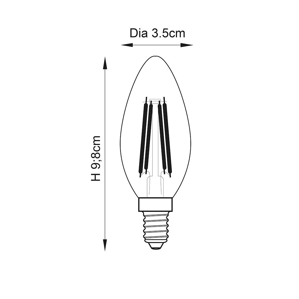 Ultra Efficient Class A E14 LED Filament Candle Non-Dimmable