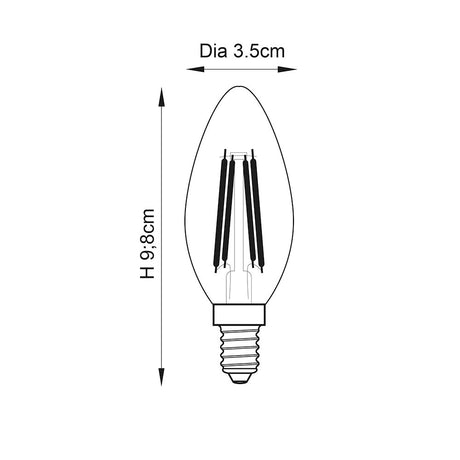 Ultra Efficient Class A E14 LED Filament Candle Non-Dimmable
