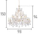 Searchlight Marie Therese Brass 30 Light Chandelier Crystal Drops