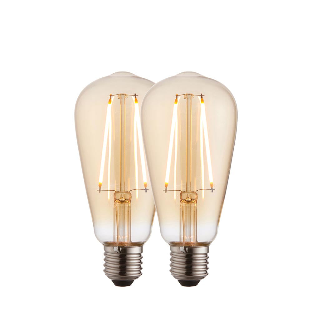 E27 LED filament pear - 2 pack  Amber glass