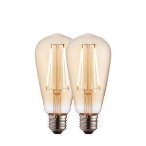 E27 LED filament pear - 2 pack  Amber glass