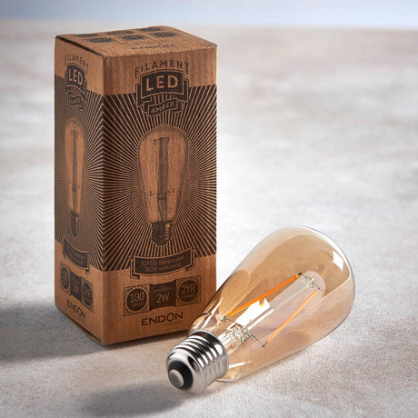 E27 LED filament pear - 2 pack  Amber glass