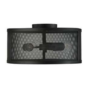 Searchlight Fishnet 3Lt Drum Pendant Matt Black - Comet Lighting