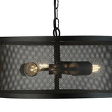 Searchlight Fishnet 3Lt Drum Pendant Matt Black