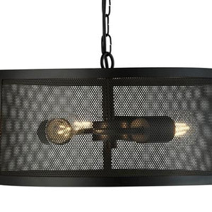 Searchlight Fishnet 3Lt Drum Pendant Matt Black - Comet Lighting