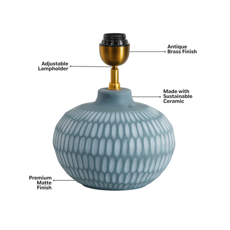 AARTIN York Ceramic Table Lamp - Blueish Grey ( Base Only)