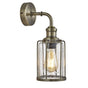 Searchlight Pipes 1Lt Wall Light, Antique Brass With Seeded Glass