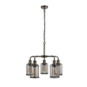 Searchlight Pipes 5Lt Pendant| Antique Brass With Seeded Glass