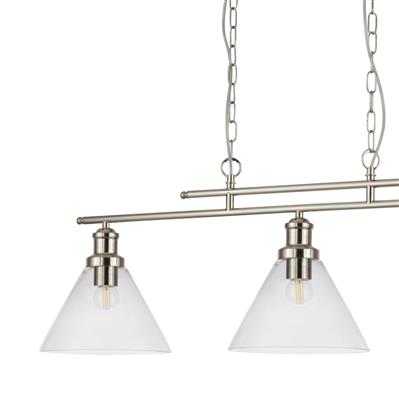 Searchlight Pyramid 3Lt Pendant Ab| Clear Glass Shade