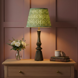AARTIN 40 CM Green & White Ikat Cotton Lampshade - Straight Empire ( Shade Only )