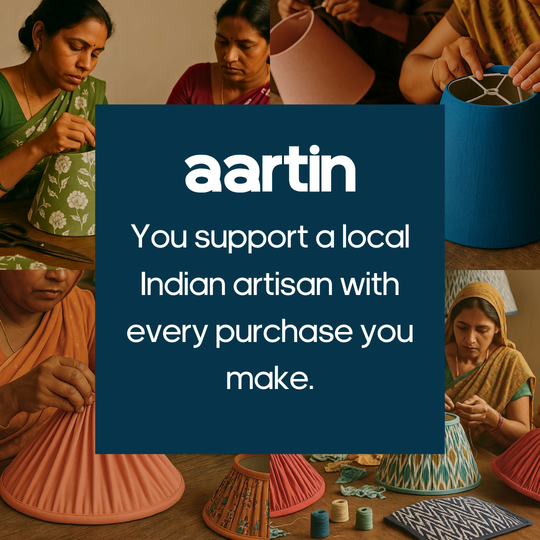 AARTIN STRAIGHT EMPIRE GATHERED LAMPSHADE IN BLUE SILK