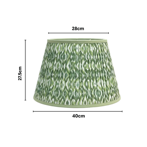 AARTIN Celestia Wood Table Lamp With  Green White Ikat Lampshade
