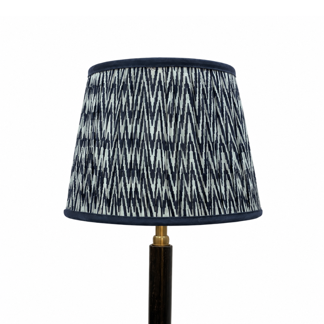 AARTIN 35 CM Blue Chevrons Gathered Cotton Lampshade -  Straight Empire ( Shade Only )
