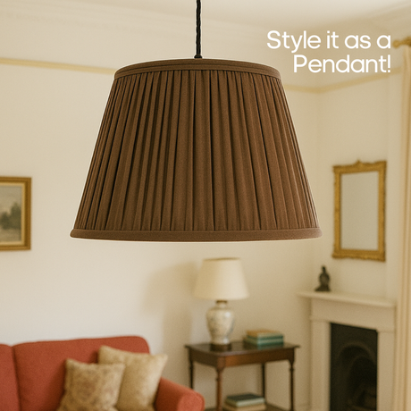 AARTIN STRAIGHT EMPIRE GATHERED LAMPSHADE IN TAUPE SILK