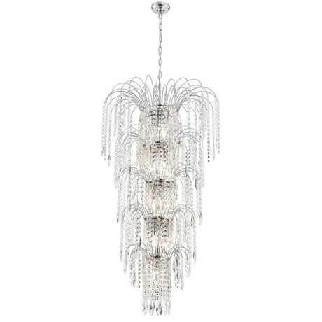Searchlight Waterfall Chrome 13 Light Chandelier Crystal Buttons Drops