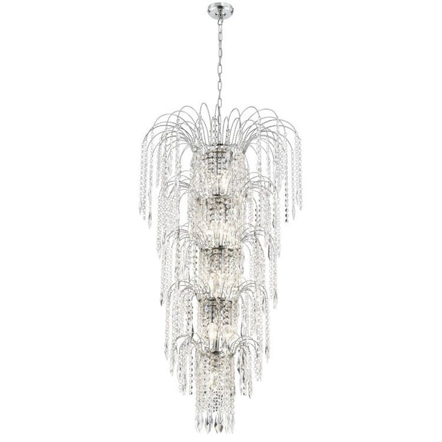 Searchlight Waterfall Chrome 13 Light Chandelier Crystal Buttons Drops