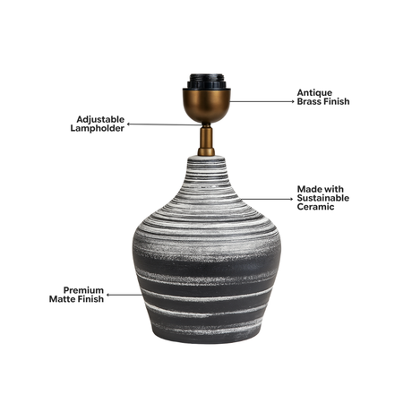 AARTIN Eden Ceramic Table Lamp - Black & White ( Base Only )