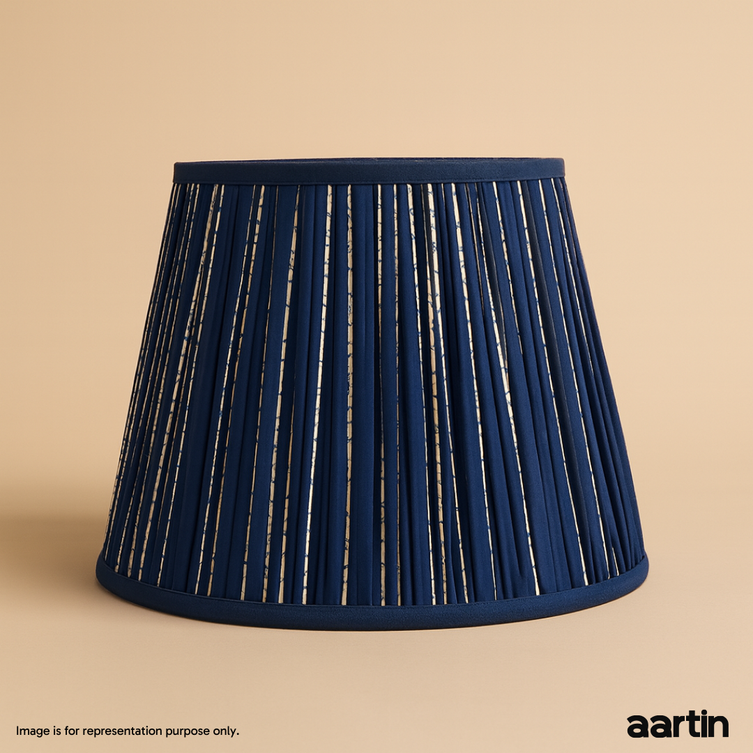 AARTIN 35 CM BLUE & WHITE STRIPES STRAIGHT EMPIRE GATHERED LAMPSHADE IN COTTON