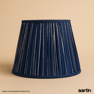 AARTIN 35 CM BLUE & WHITE STRIPES STRAIGHT EMPIRE GATHERED LAMPSHADE IN COTTON