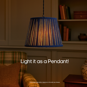 AARTIN 35 CM BLUE & WHITE STRIPES STRAIGHT EMPIRE GATHERED LAMPSHADE IN COTTON