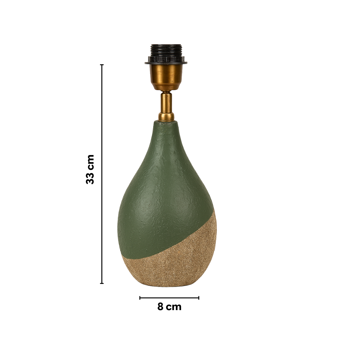 AARTIN Iris Ceramic Table Lamp With Green Silk Lampshade