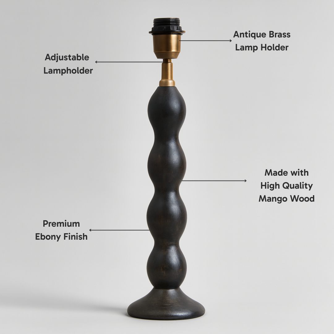 AARTIN RIPPLE TABLE LAMP IN WOOD WITH EBONY FINISH (BASE ONLY)