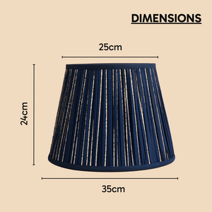 AARTIN 35 CM BLUE & WHITE STRIPES STRAIGHT EMPIRE GATHERED LAMPSHADE IN COTTON