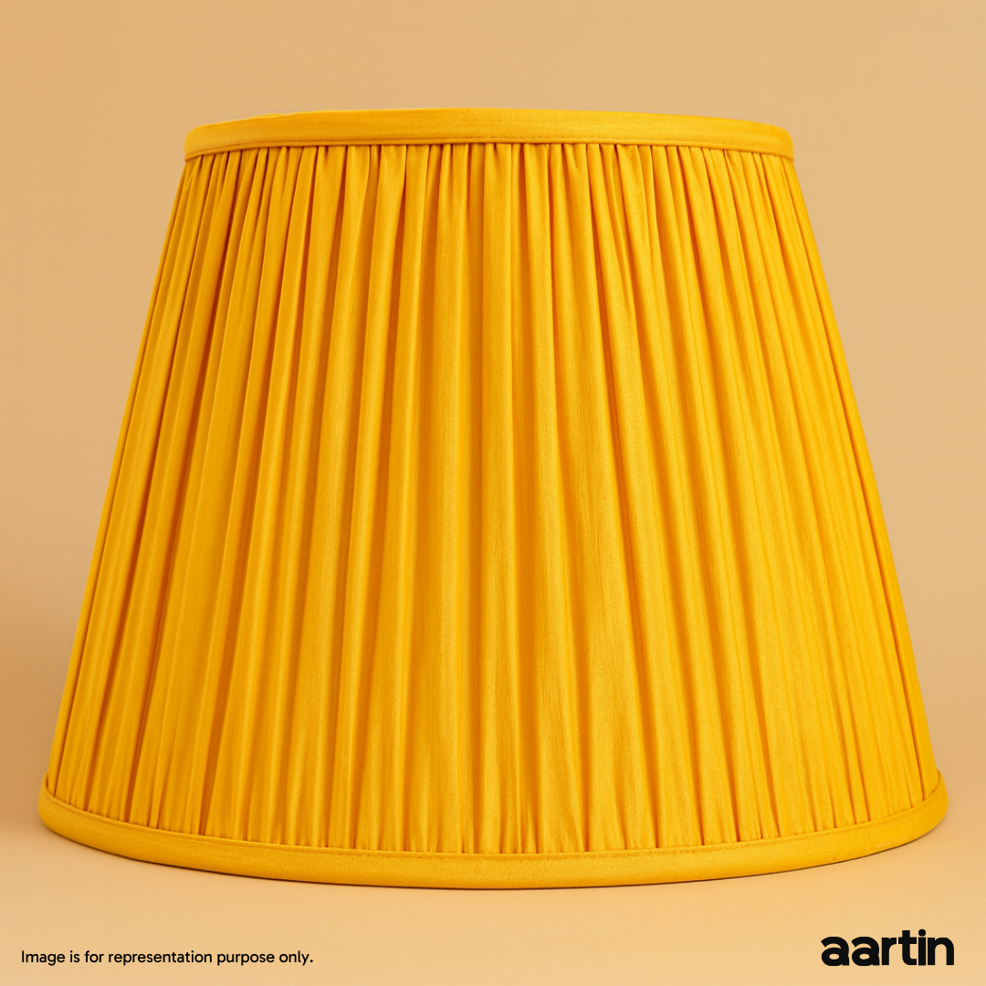 AARTIN STRAIGHT EMPIRE GATHERED LAMPSHADE IN YELLOW SILK