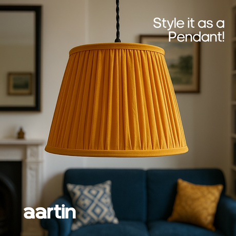 AARTIN STRAIGHT EMPIRE GATHERED LAMPSHADE IN YELLOW SILK