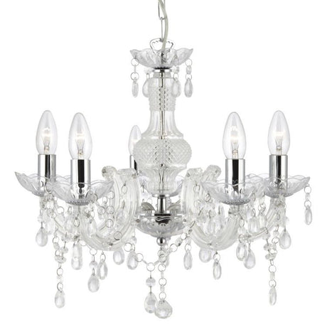 Searchlight Marie Therese 5 Light Chandelier Acrylic Glass Drops