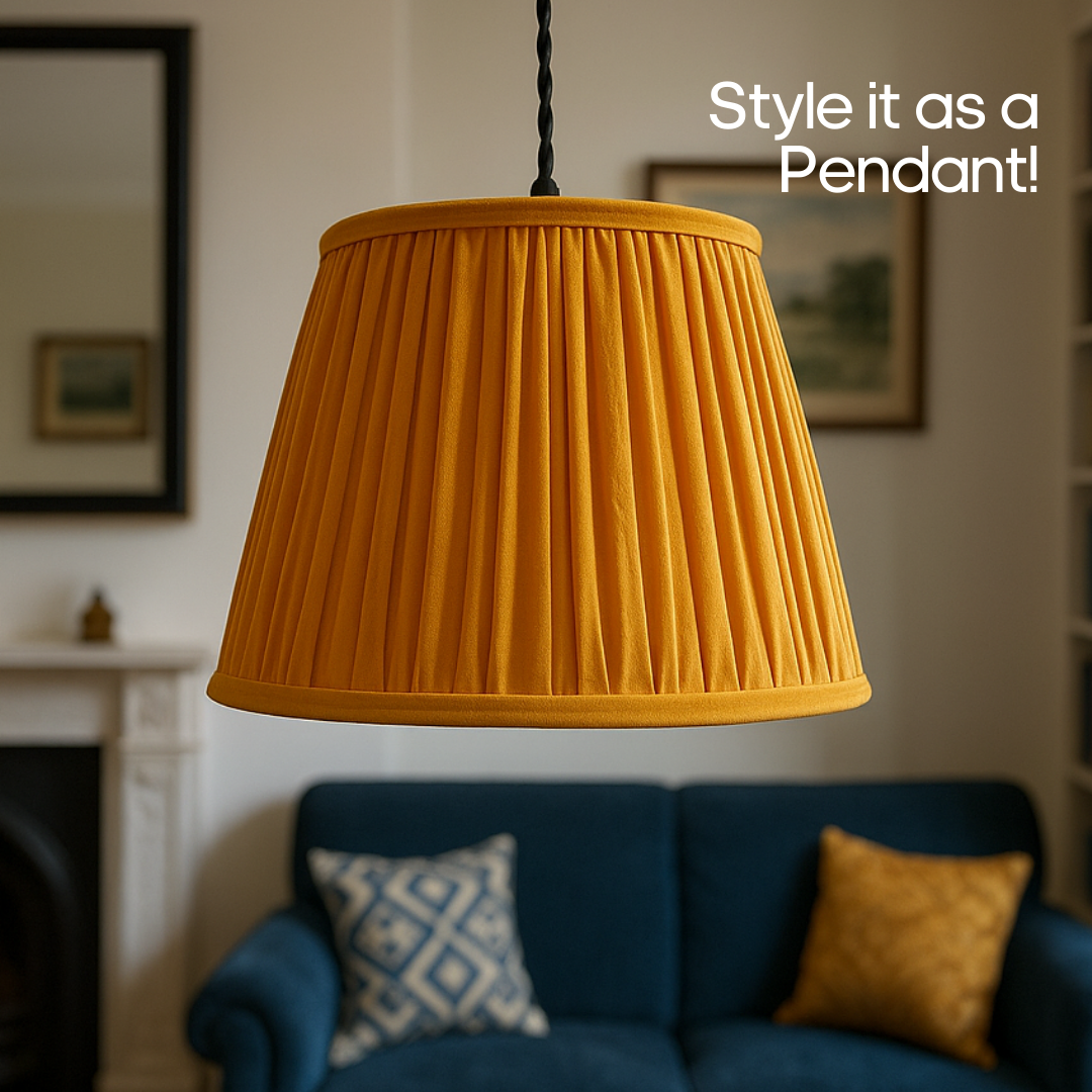 AARTIN STRAIGHT EMPIRE GATHERED LAMPSHADE IN YELLOW SILK