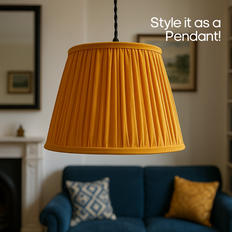 AARTIN STRAIGHT EMPIRE GATHERED LAMPSHADE IN YELLOW SILK