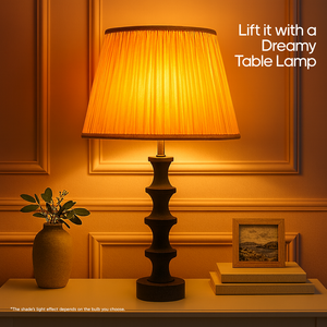 AARTIN STRAIGHT EMPIRE GATHERED LAMPSHADE IN YELLOW SILK