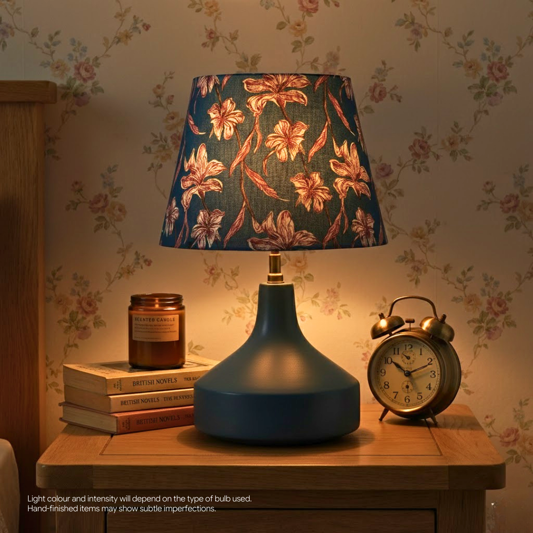 AARTIN Franklin Ceramic Table Lamp With Dusky Petals Lampshade