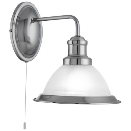 Searchlight Bistro Silver Wall Light Glass Shade