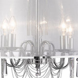 Venetian 5Lt Pendant - Chrome, Voile Shade & Crystal Glass - Comet Lighting