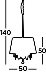 Venetian 5Lt Pendant - Chrome, Voile Shade & Crystal Glass - Comet Lighting