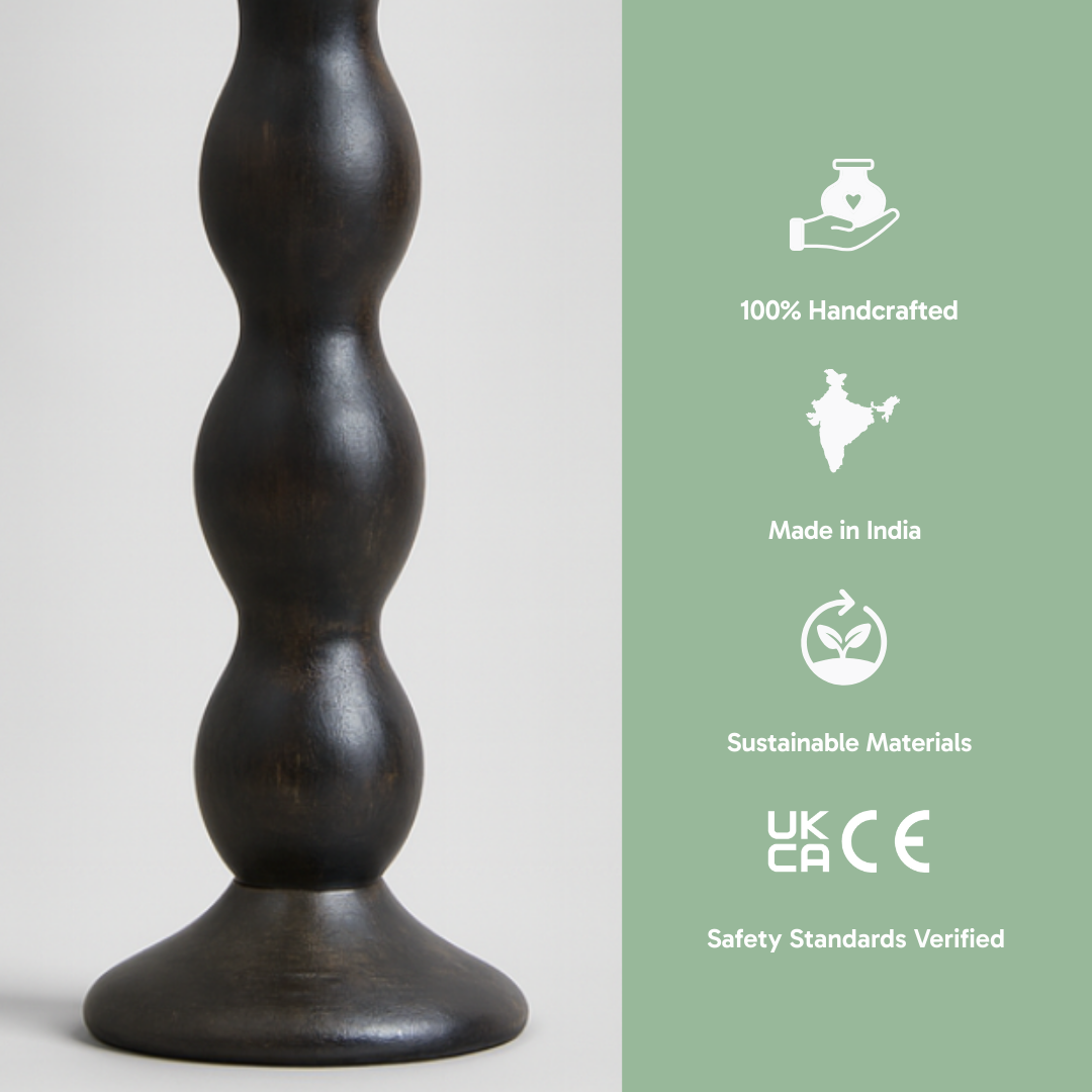 AARTIN RIPPLE TABLE LAMP IN WOOD WITH EBONY FINISH (BASE ONLY)