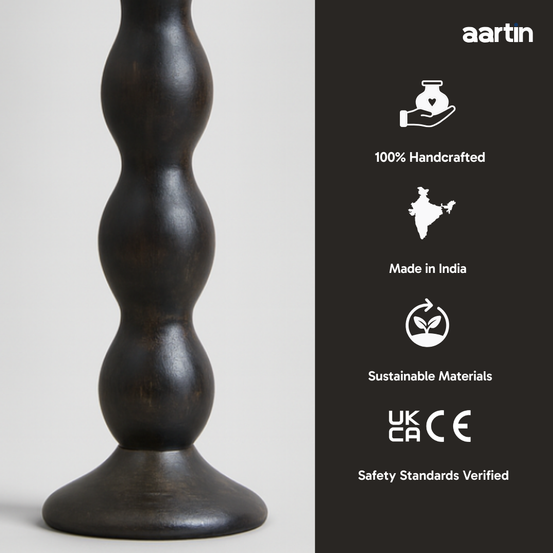 AARTIN RIPPLE TABLE LAMP IN WOOD WITH EBONY FINISH (BASE ONLY)