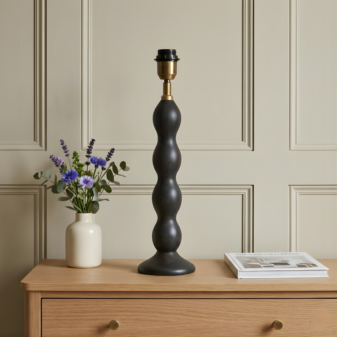 AARTIN Ripple Wood Table Lamp - Dark Wood Finish ( Base Only )